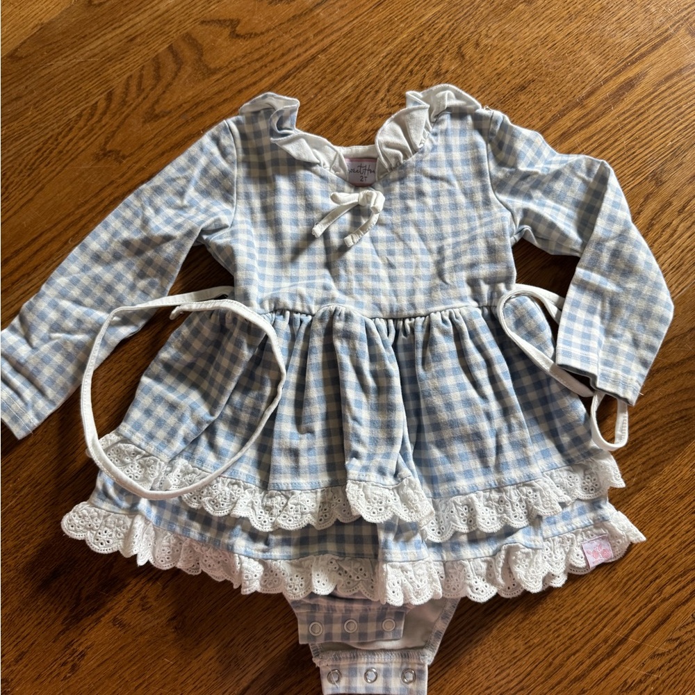 Blue and White Gingham Baby Dress